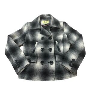 Maralyn & Me Black & White Plaid Double Breasted Blazer Jacket Coat Size PM